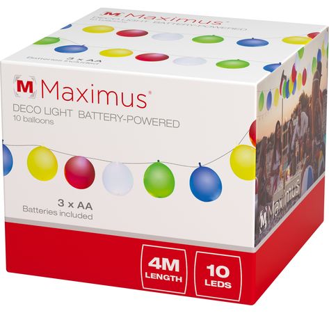 Maximus Deko Licht Ballon Licherkette 4m 10 LED inkl. 3x AAA Batterien