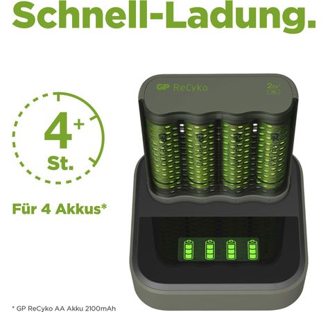 GP Docking Station mit 4-Port USB Ladegerät inkl. 4 x AA 2.600 mAh NiMH-Akkus