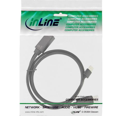 InLine HDMI zu DisplayPort Konverter Kabel, 4K, schwarz/gold, 10m