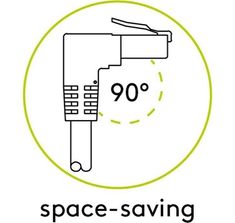 CAT 6 Patchkabel 1x 90° gewinkelt, S/FTP (PiMF), Weiß; CAT 6 Patchkabel 1x 90° gewinkelt, S/FTP (PiMF), Weiß, 5 m - Rastnase oben, LSZH halogenfrei, Kupfer