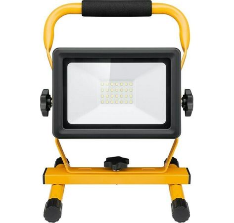 LED-Baustrahler Flutlicht IP65 30W 2400lm Licht kalt-weiß Standfuß schwarzgelb
