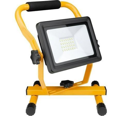 LED-Baustrahler Flutlicht IP65 30W 2400lm Licht kalt-weiß Standfuß schwarzgelb