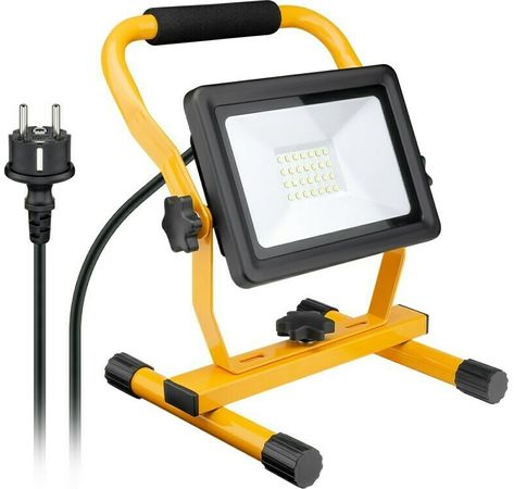 LED-Baustrahler Flutlicht IP65 30W 2400lm Licht kalt-weiß Standfuß schwarzgelb