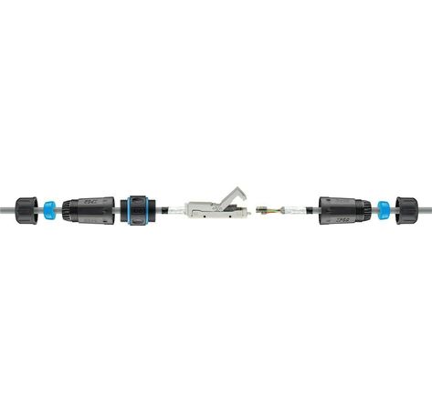 Outdoor (IP68) Netzwerkkabel-Verbinder, CAT 6A STP geschirmt; Outdoor (IP68) Netzwerkkabel-Verbinder, CAT 6A STP geschirmt, STP - staub- und wasserdicht, Klemmleiste für LSA Montage (werkzeugfrei)