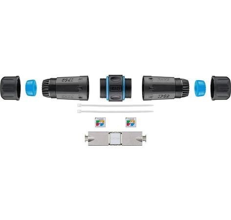 Outdoor (IP68) Netzwerkkabel-Verbinder, CAT 6A STP geschirmt; Outdoor (IP68) Netzwerkkabel-Verbinder, CAT 6A STP geschirmt, STP - staub- und wasserdicht, Klemmleiste für LSA Montage (werkzeugfrei)