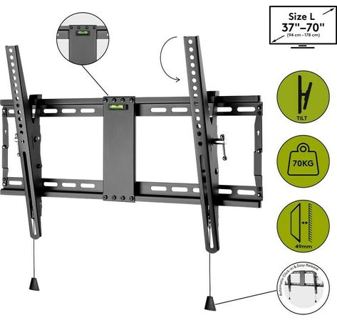 TV-Wandhalterung Pro TILT (L); Pro TV-Wandhalterung Pro TILT (L), L (94-178 cm / 37-70''), Schwarz - für Fernseher von 37'' bis 70'' (94-178 cm), neigbar bis 70kg