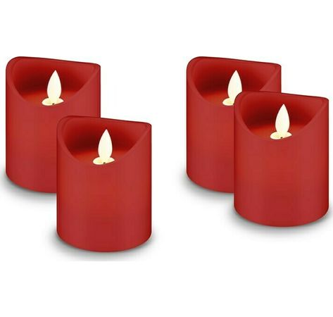 4er Set LED-Echtwachs-Kerzen, rot; 4er Set LED-Echtwachs-Kerzen, rot - Wunderschöne und sichere Lichtlösung für viele Bereiche wie Haus und Loggia, Büros oder Schulen