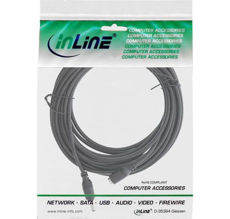 InLine DC Verlängerungskabel, DC Stecker/Buchse 5,5x2,1mm, 5m
