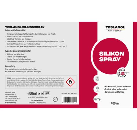 TESLANOL S Silikon-Spray isoliert-schützt-schmiert 400 ml