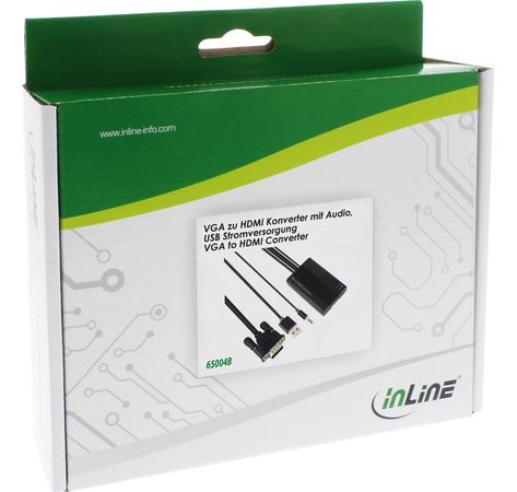 InLine Konverter VGA+Audio zu HDMI, Eingang VGA und Klinke Audio Stereo, Ausgang HDMI, inkl. USB Stromversorgung