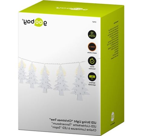 10er LED-Lichterkette "Tannenbaum"; mit Timer-Funktion, warmweiß (3000 K), batteriebetrieben