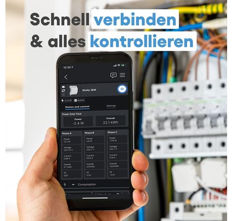 Home Shelly 3EM WLAN Stromzähler 3x 120A Inkl. 3 Klemmen Messfunktion
