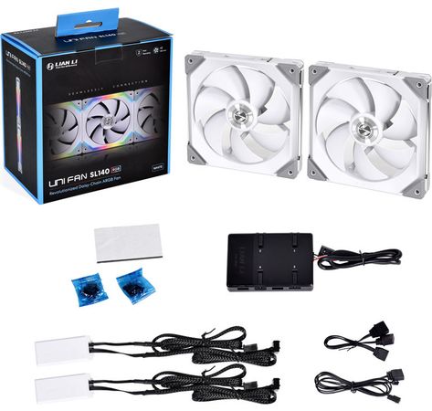 Lian Li UNI FAN SL140 RGB PWM fans, Double Pack, white - 140 mm