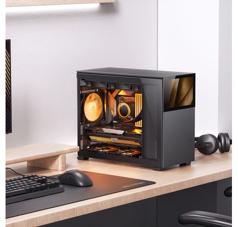 Jonsbo D31 Screen mATX Gehäuse, Tempered Glass - schwarz