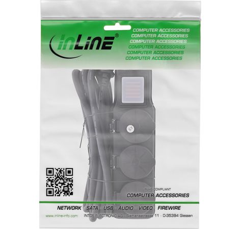 InLine® Outdoor-Steckdosenleiste, 3-fach Schutzkontakt, IP44, mit Schalter, 3m