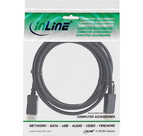 InLine® DisplayPort 1.4 Kabel, schwarz, vergoldete Kontakte, 2,5m