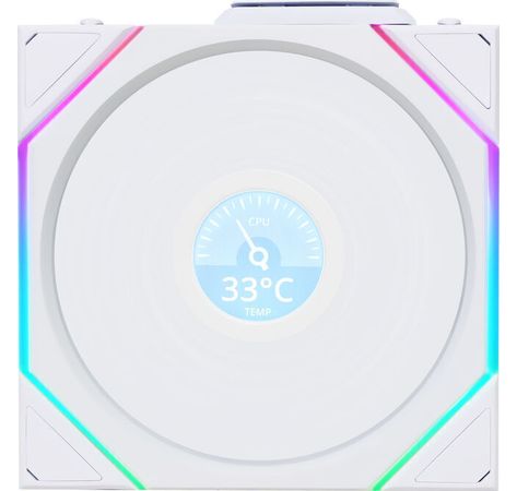 Lian Li UNI FAN TL Wireless LCD Lüfter, ARGB, PWM - Reverse Blade, 120 mm, weiß