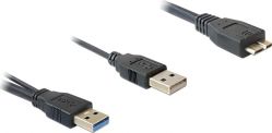 Kabel USB 3.0 Y 1x USB 3.0 micro-B St+ USB 2.0-A St 20cm, Delock [82909]