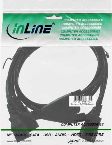 InLine Netz-Y-Kabel, 1x Buchse 2x Stecker, 1,8m