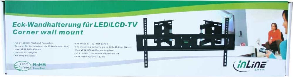 InLine Eck-Wandhalterung, für LED/LCD/Plasma, 94-160cm (37-63"), bis 60kg