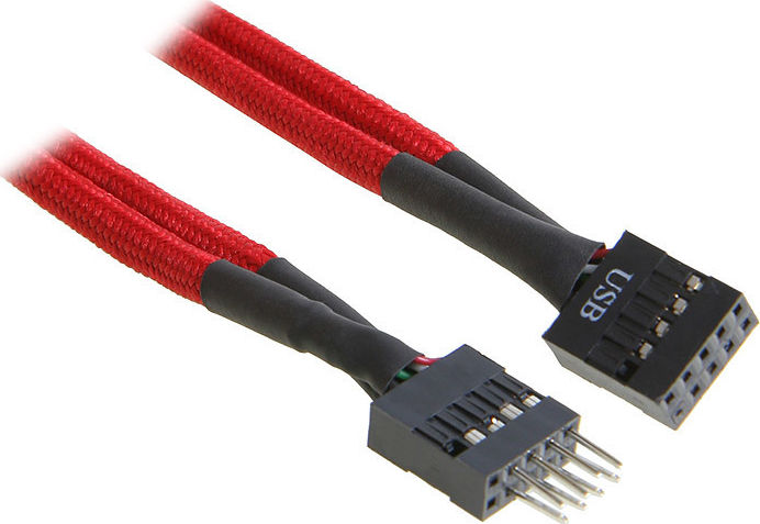 BitFenix interne USB Verlängerung 30cm - sleeved red/black