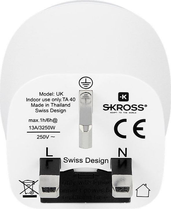 SKROSS Country Adapter Europe to UK weiß; SKROSS Country Adapter EU to UK weiß