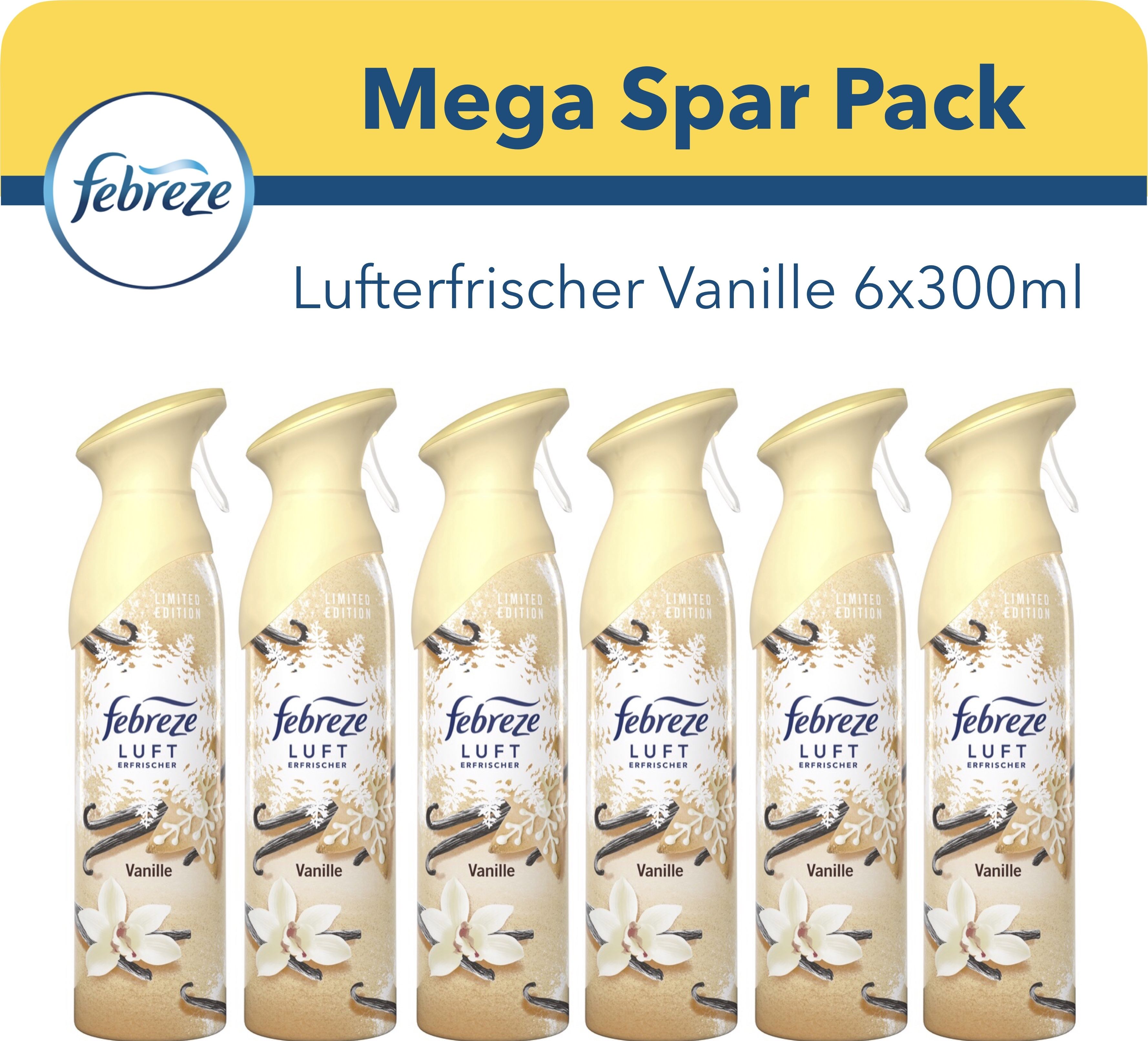 PLANET-Elektronik - 6er Pack Febreze Lufterfrischer Raumduft Weihnachtsduft  Vanille Spray 300ml