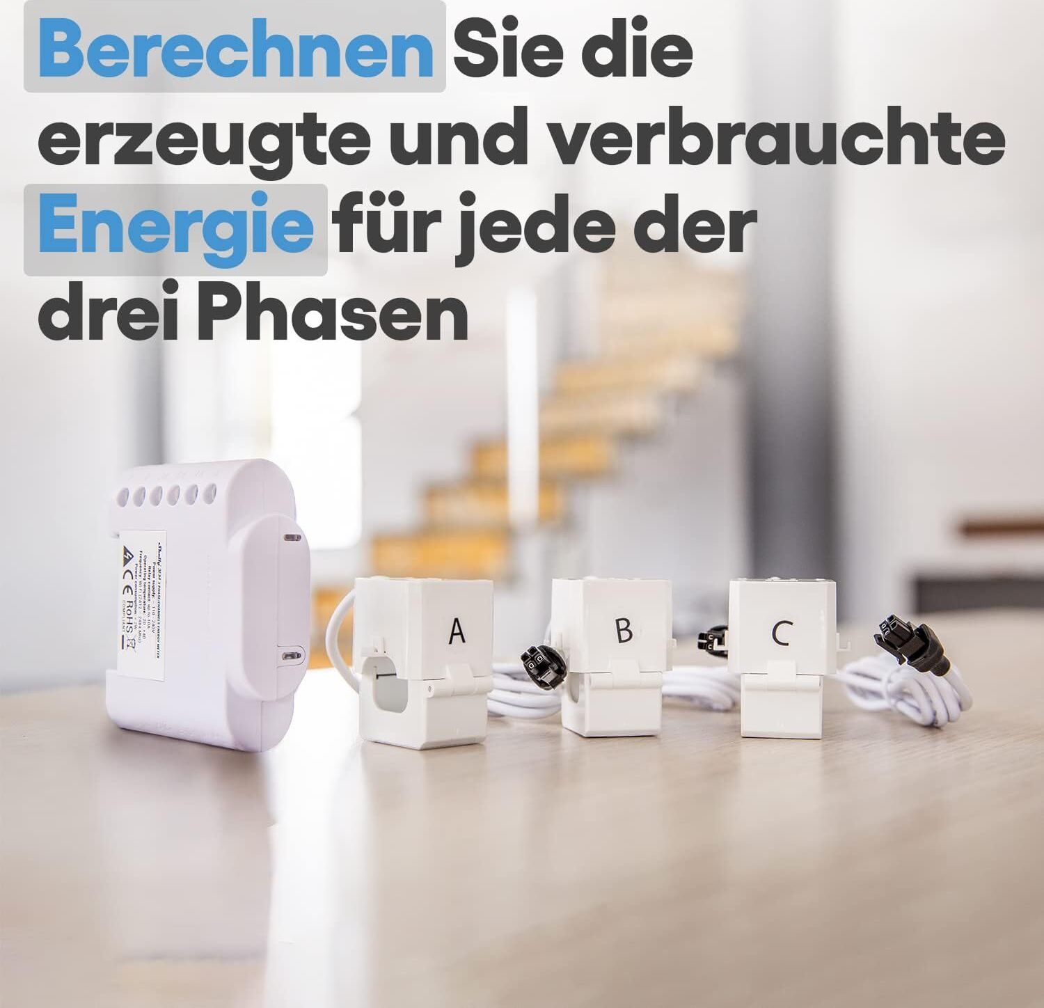 Home Shelly 3EM WLAN Stromzähler 3x 120A Inkl. 3 Klemmen Messfunktion