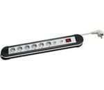 Steckdosenleise 6-fach, mit Überspann. u. Temperaturschutz, Farbe: schwarz/weiß