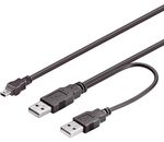 USB 2.0 Hi-Speed Dual-Power Kabel; USB MINI-B 5 pin 060 Y-Power 0.6m