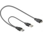 Kabel USB 3.0 Y 1x USB 3.0 micro-B St+ USB 2.0-A St 20cm, Delock [82909]