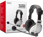 Multimedia Headset DIGITUS stereo, mit Mikro, Lautstärkeregl