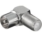 Adapter:F-Kupplung>Koaxial-Stecker,90°; WE 1171 W (F-jack>coaxial plug)