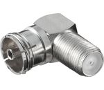 Adapter:F-Kupplung>Koaxial Kupplung, 90°; WE 1173 W (F-jack>coaxial jack)