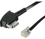 TAE Anschlußkabel; TEL TAE-N 300B BLACK 3m MIT BRÜCKE PL