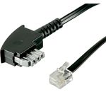 TAE Anschlußkabel; TEL TAE-N 1000B BLACK 10m MIT BRÜCKE