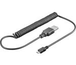 micro-USB Spiral-Anschlusskabel; DAT micro-USB 1,0m (spiral) schwarz