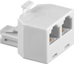 T-Adapter ; TEL ADAP RJ11/6P4C 1xM 2xF WHITE