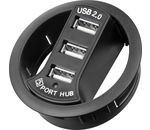 USB 2.0 Hi-Speed In Desk HUB / Verteiler 3 Port; USB - HUB Einbau USB 2.0 60mm