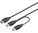 USB 3.0 Dual Power SuperSpeed Kabel; USB 3.0 Verl AA 030 Y-Power 0.3m