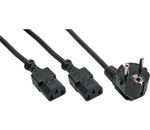 INLINE Netz-Y-Kabel 1x Schukostecker auf 2x Kaltgeraetestecker 1,8m