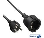 InLine Schutzkontakt-Verlängerung Stecker/Buchse,schwarz,mit Kindersicherung