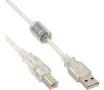 InLine USB 2.0 Kabel A an B transparent mit Ferritkern 2m