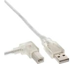 InLine USB 2.0 Kabel A an B links abgewinkelt transparent 0,5m