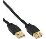In Line USB 2.0 Flachkabel Verlängerung A Stecker / Buchse schwarz / gold 1m