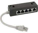 InLine® ISDN Verteiler, 5x RJ45 Buchse, 15cm Kabel, mit Endwiderständen