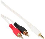 InLine® Audiokabel, Cinch-Stecker/Klinke-Stecker, weiß, vergoldet, 5m