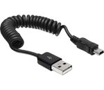 USB-Kabel, USB2.0 Typ A -> mini B St/St 20-60cm Spiral, Delock [83164]