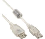 InLine USB 2.0 Verlängerung Stecker / Buchse A transparent mit Ferritkern 5m