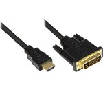 Anschlusskabel HDMI 19pol Stecker an DVI-D 24+1 Stecker, 24K vergoldete Stecker und Kupferkontakte, OFC, schwarz, 5m, Good Connections